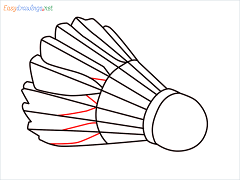 How to draw a Shuttlecock step (7)
