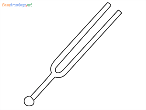 How to draw a Tuning fork step by step for beginners