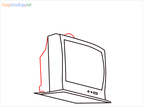 How to draw a Vintage Television step (6)