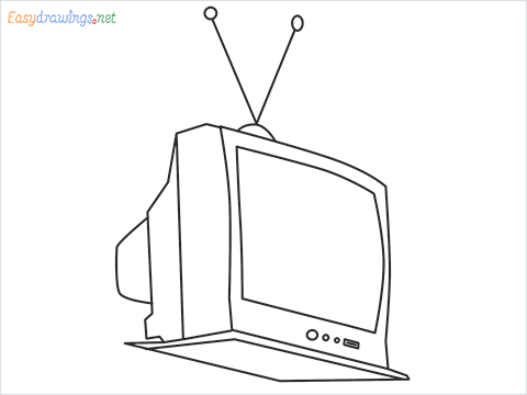 How to draw a Vintage Television step by step for beginners