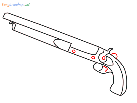 How to draw M1873 Gun step (6)