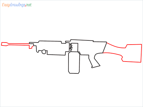 How to draw M249 Gun step (5)