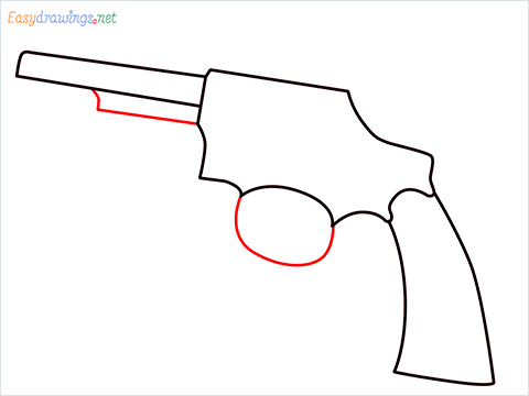 How to draw Revolver or Pistol step (4)
