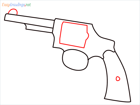 How to draw Revolver or Pistol step (5)