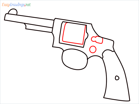 How to draw Revolver or Pistol step (6)