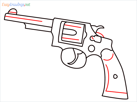 How to draw Revolver or Pistol step (8)