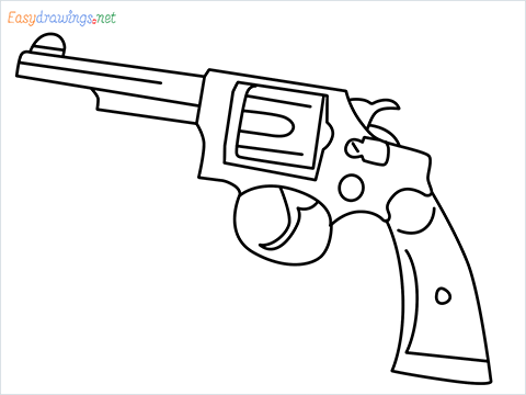 How to draw Revolver or Pistol step by step for beginners