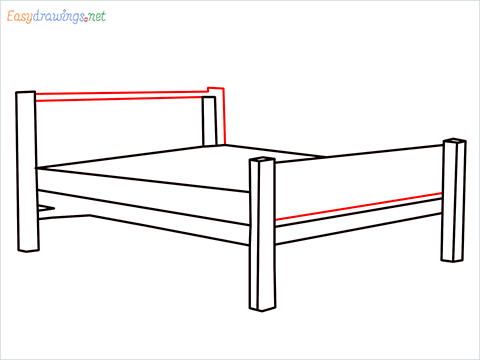 How to draw a Bed step (6)