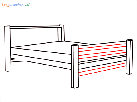 How to draw a Bed step (7)