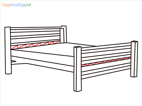 How to draw a Bed step (9)