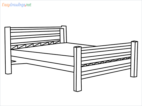 How to draw a Bed step by step for beginners