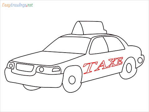 How to draw a Taxi car step (10)