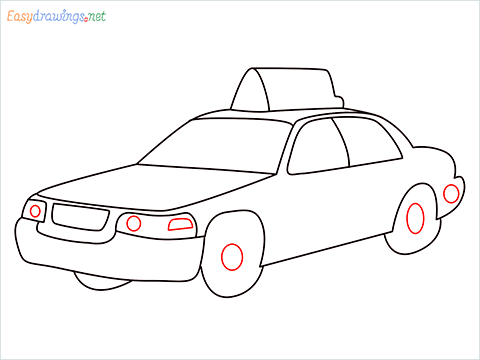 How to draw a Taxi car step (9)