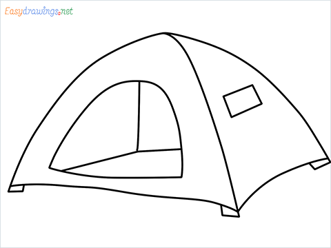 How to draw a Tent step by step for beginners