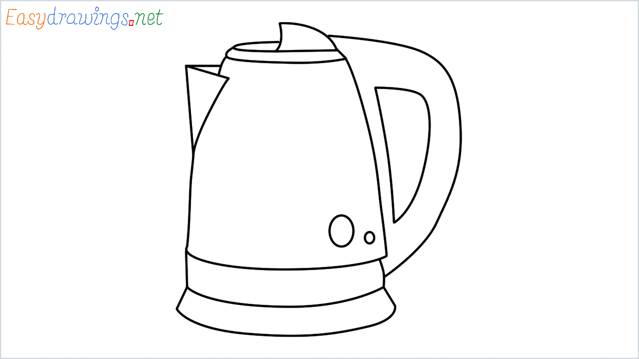 How to draw an Electric kettle step by step for beginners