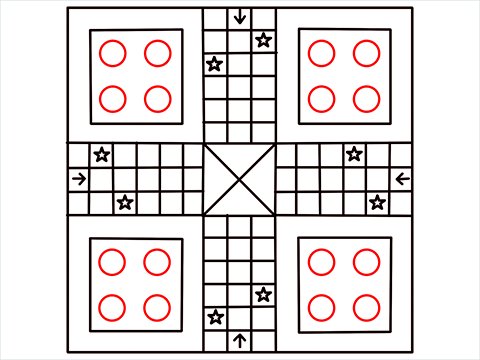 How to draw easy Ludo Board step (10)