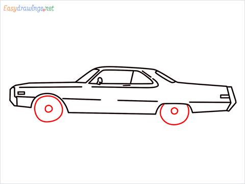 how to draw 1970 chrysler hurst 300 vintage cars Step (10)