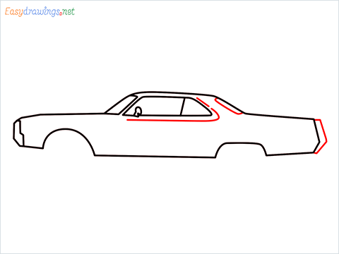 how to draw 1970 chrysler hurst 300 vintage cars Step (7)