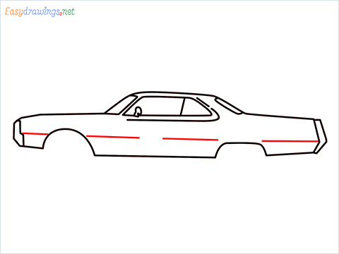 how to draw 1970 chrysler hurst 300 vintage cars Step (8)