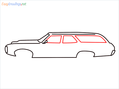 how to draw Chevrolet Kingswood 427 vintage cars Step (6)