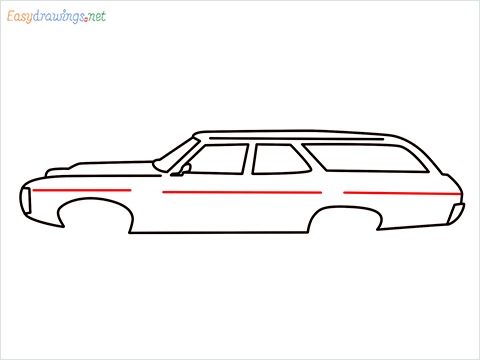 how to draw Chevrolet Kingswood 427 vintage cars Step (7)