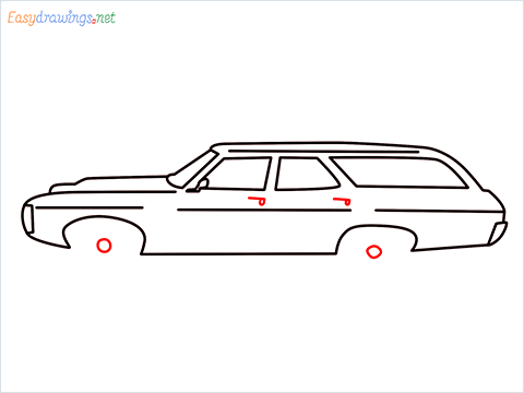 how to draw Chevrolet Kingswood 427 vintage cars Step (8)