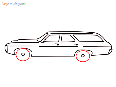 how to draw Chevrolet Kingswood 427 vintage cars Step (9)