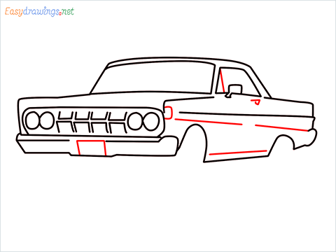 how to draw Mercury Comet Cyclone vintage cars Step (11)