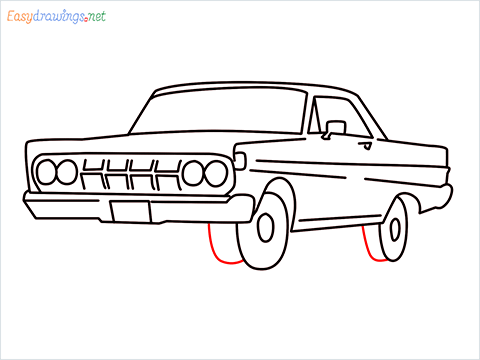 how to draw Mercury Comet Cyclone vintage cars Step (13)