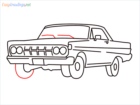 how to draw Mercury Comet Cyclone vintage cars Step (15)