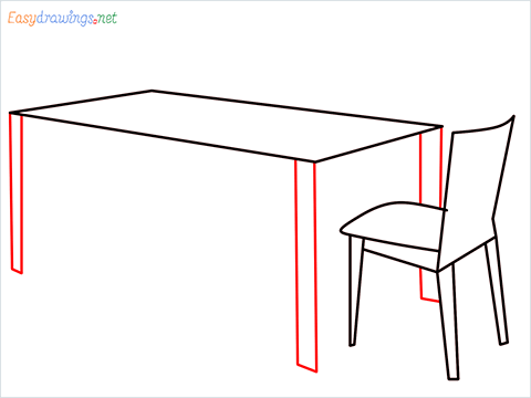 how to draw a dining table Step (5)