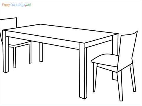 how to draw a dining table Step by Step for Beginners