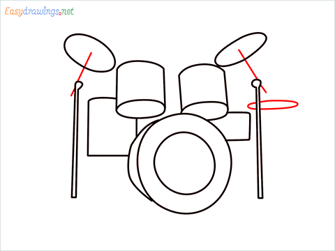 how to draw a drum set Step (8)