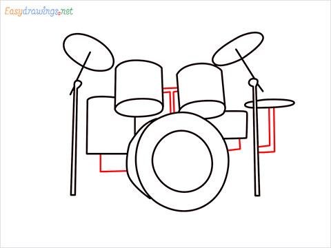how to draw a drum set Step (9)