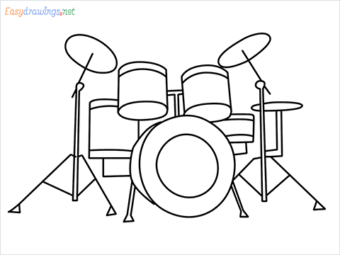 how to draw a drum set Step by Step for Beginners