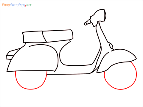 how to draw a old vespa scooter Step (8)