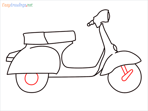 how to draw a old vespa scooter Step (9)