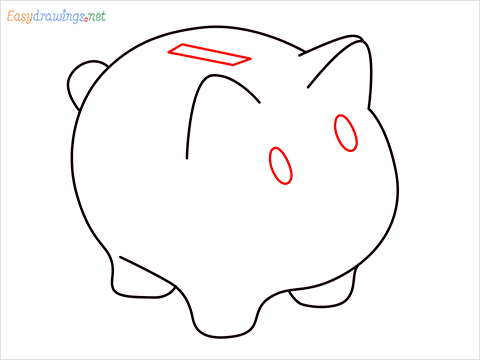 how to draw a piggy bank Step (6)