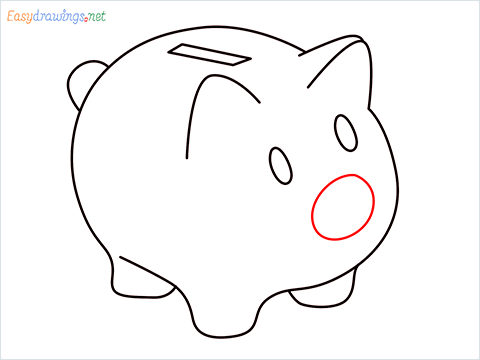 how to draw a piggy bank Step (7)