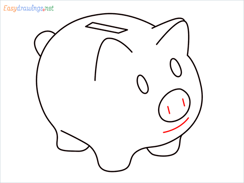 how to draw a piggy bank Step (8)