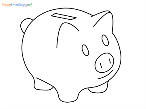 how to draw a piggy bank Step by Step for Beginners