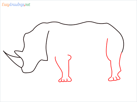 how to draw a rhino Step (4)