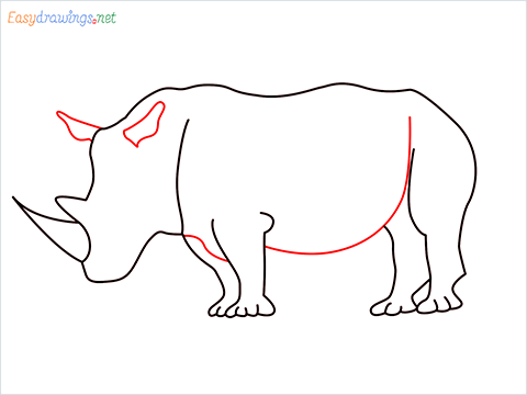 how to draw a rhino Step (6)