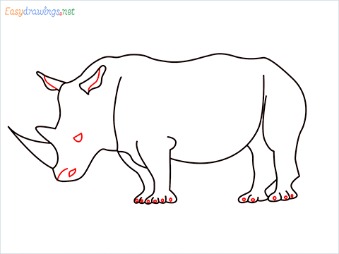 how to draw a rhino Step (7)
