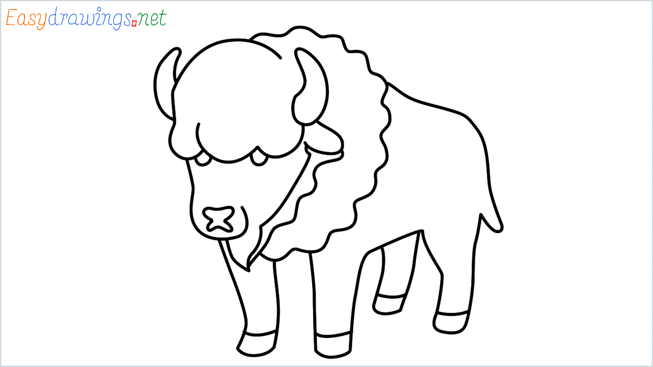 How to draw Bison Emoji step by step for beginners