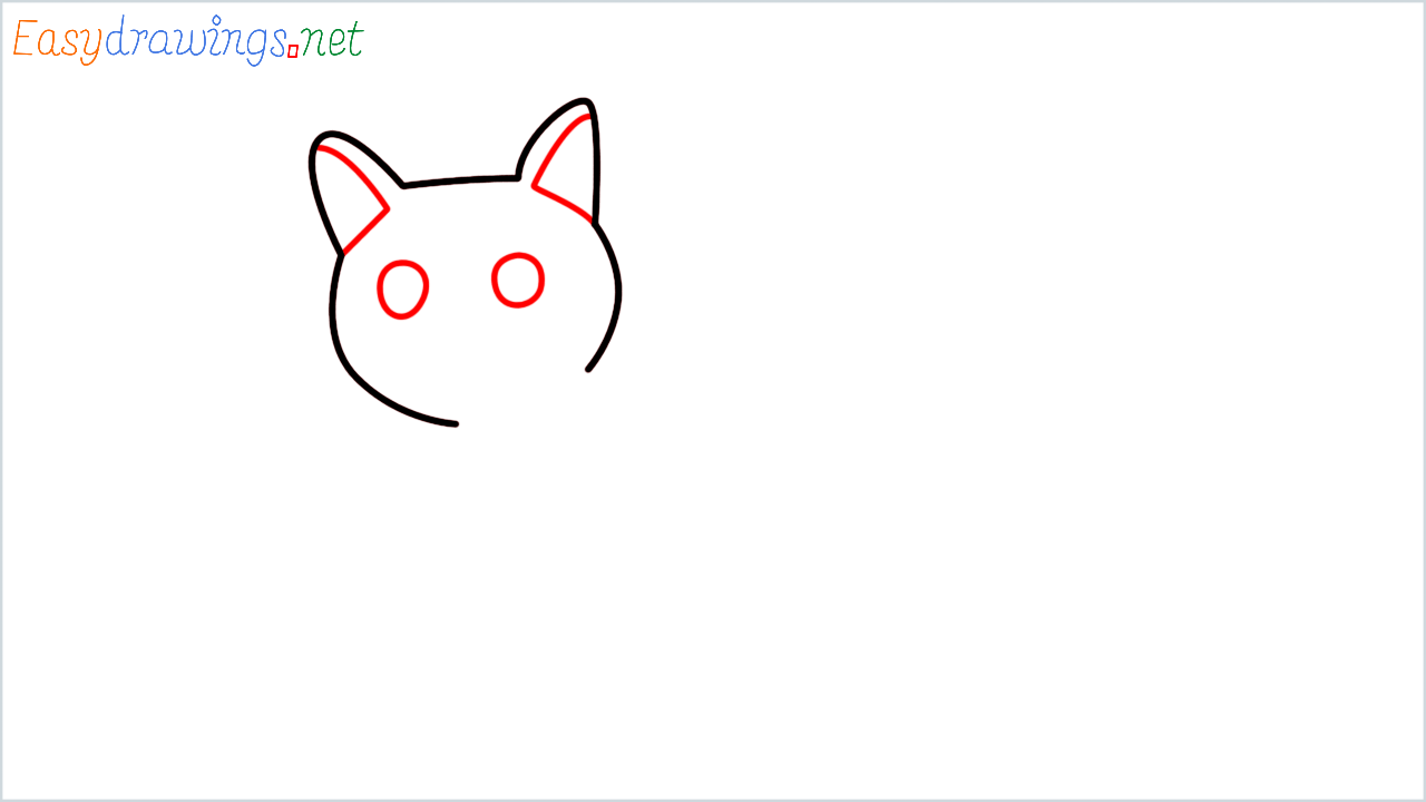 How to draw Black cat Emoji step (3)