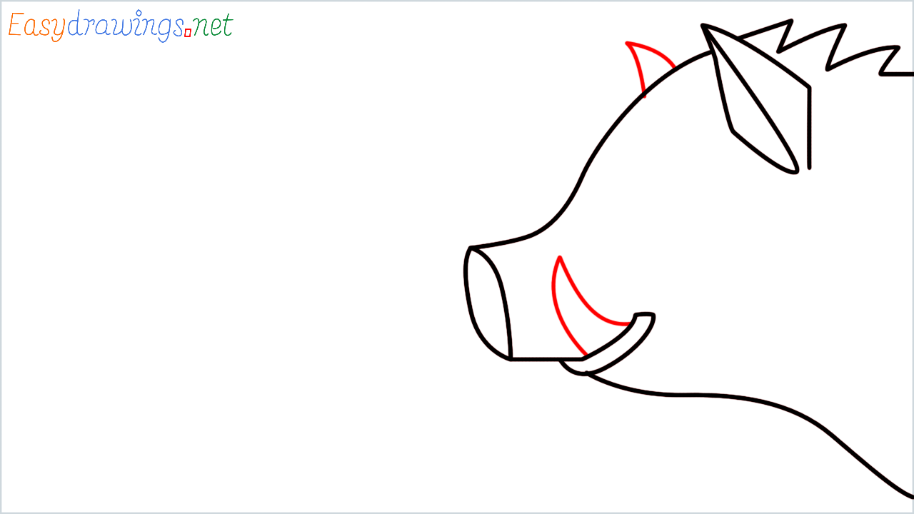How to draw Boar Emoji step (5)