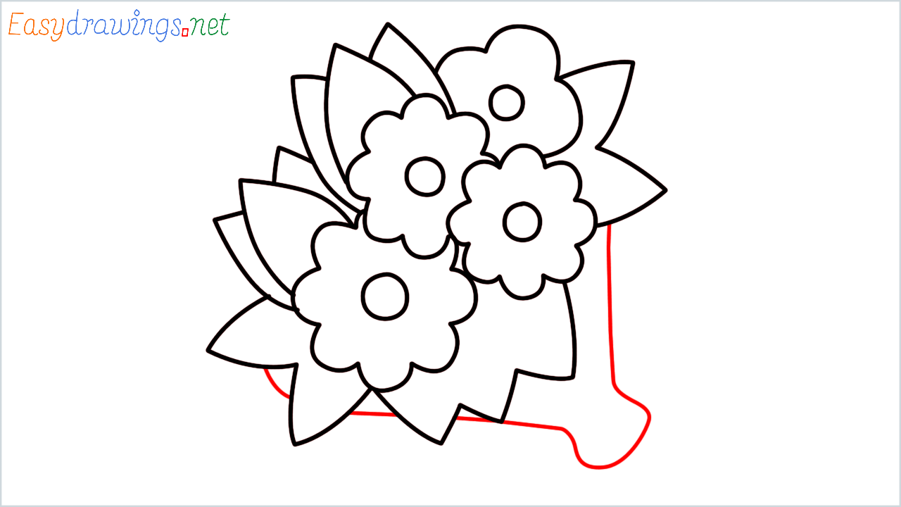 How to draw Bouquet Emoji step (10)