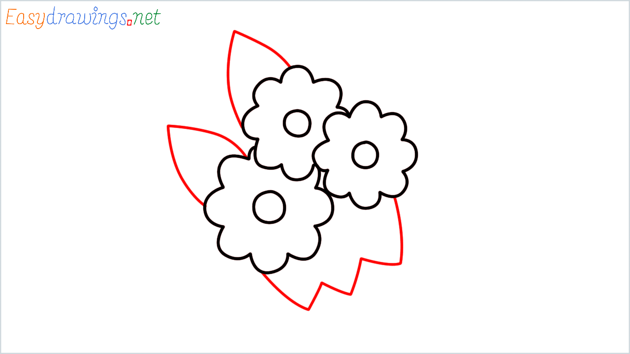 How to draw Bouquet Emoji step (7)
