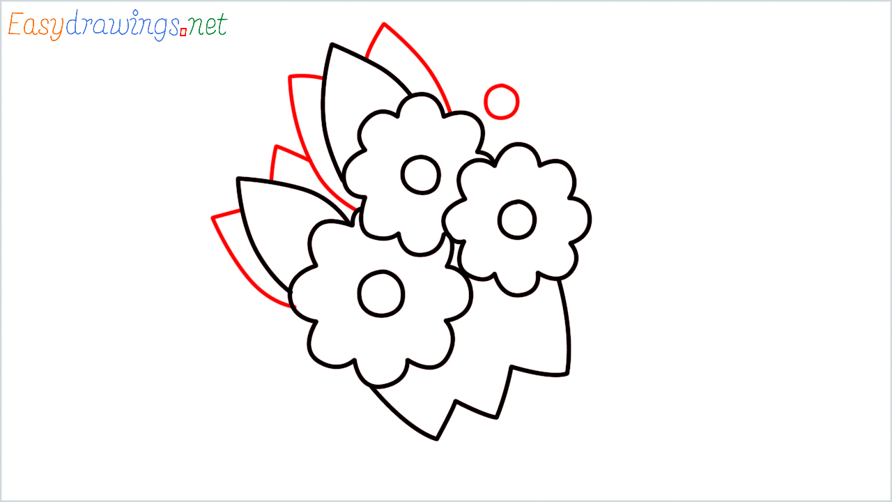 How to draw Bouquet Emoji step (8)